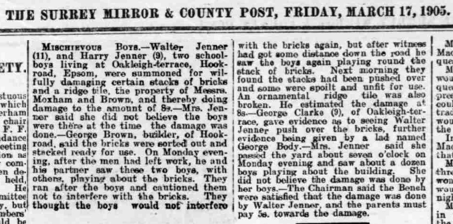 17th March 1905, The Surrey Mirror & County Post